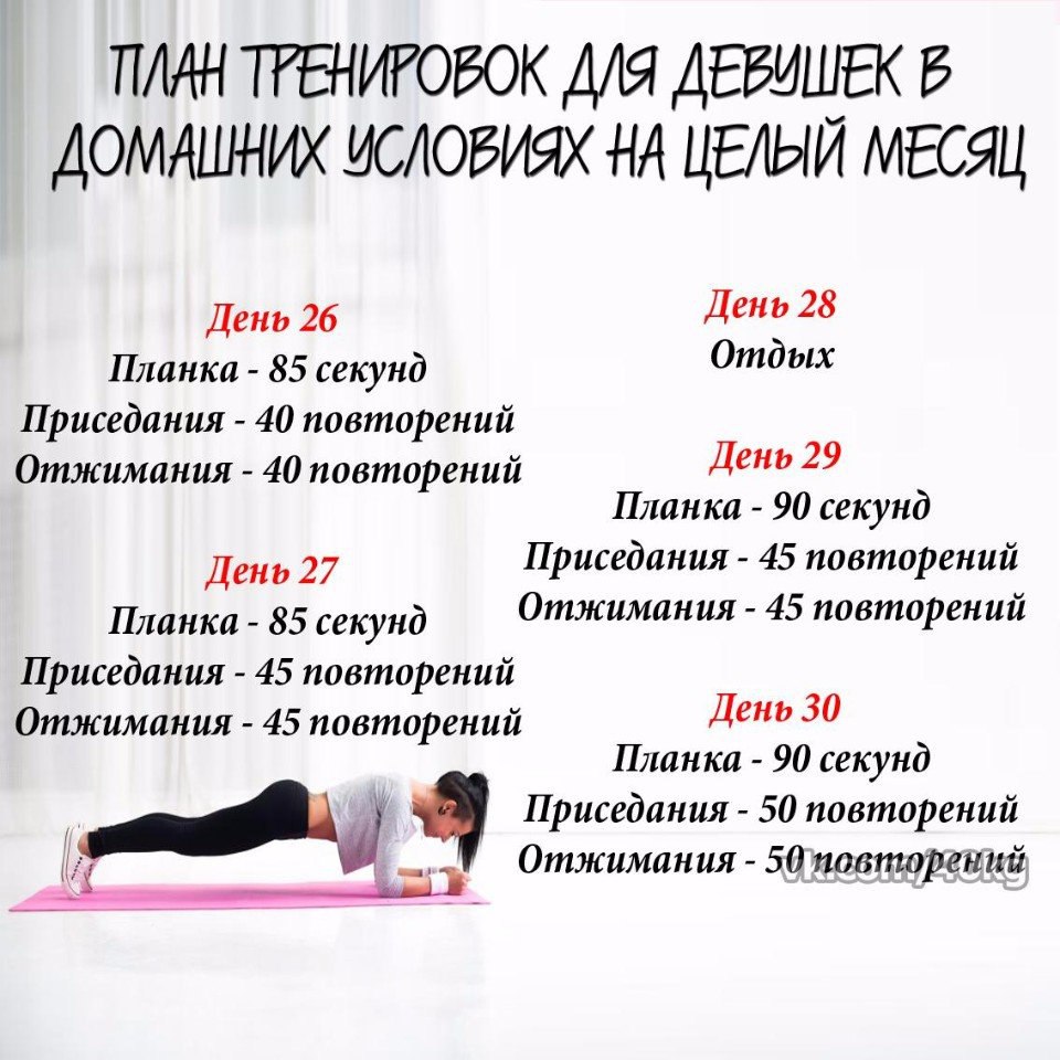 30-ти дневная программа тренировок для девушек
