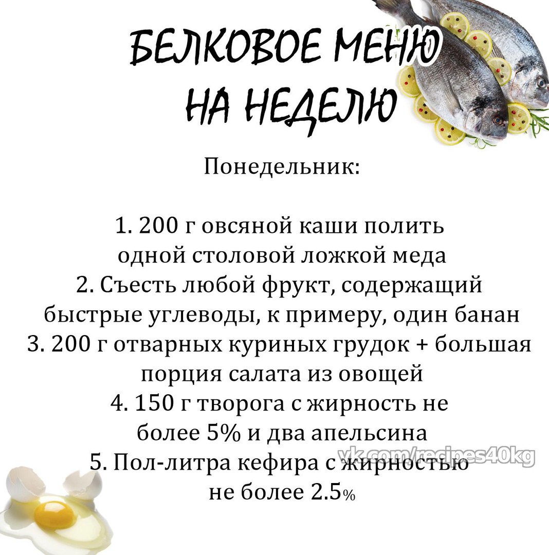 Пример фитнес-меню, для тех, кто спешит похудеть правильно!